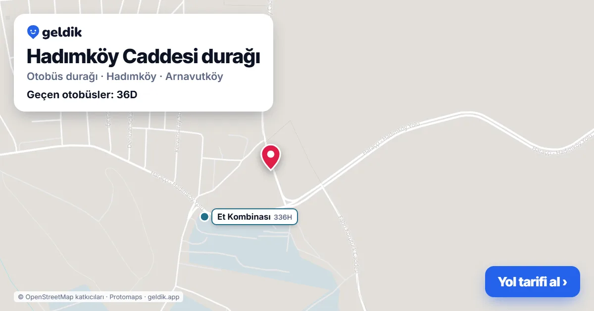 Hadımköy Caddesi otobüs durağı haritada: konumu ve yakındaki duraklar