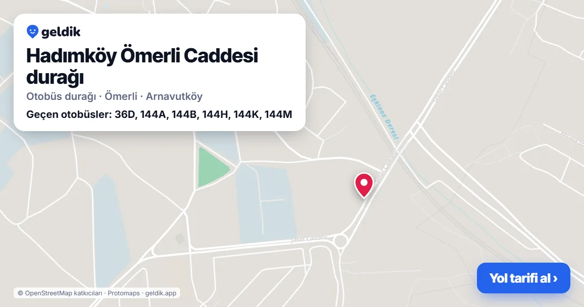 Hadımköy Ömerli Caddesi otobüs durağı haritada: konumu ve yakındaki duraklar