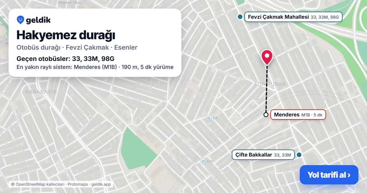 Hakyemez otobüs durağı haritada: konumu ve yakındaki duraklar