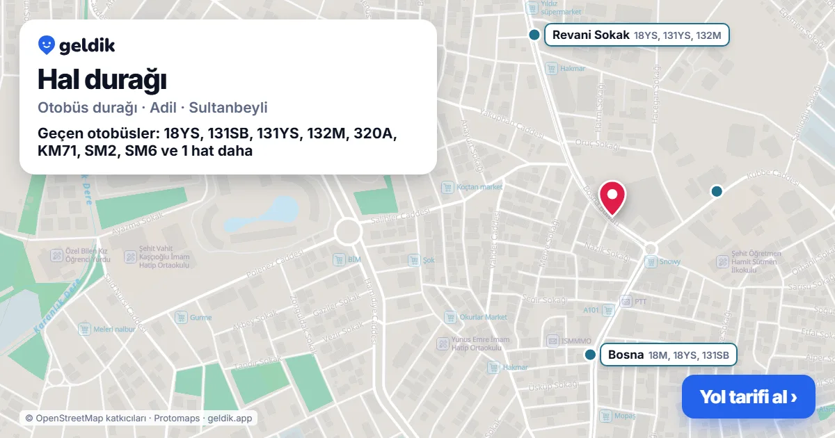 Hal otobüs durağı haritada: konumu ve yakındaki duraklar