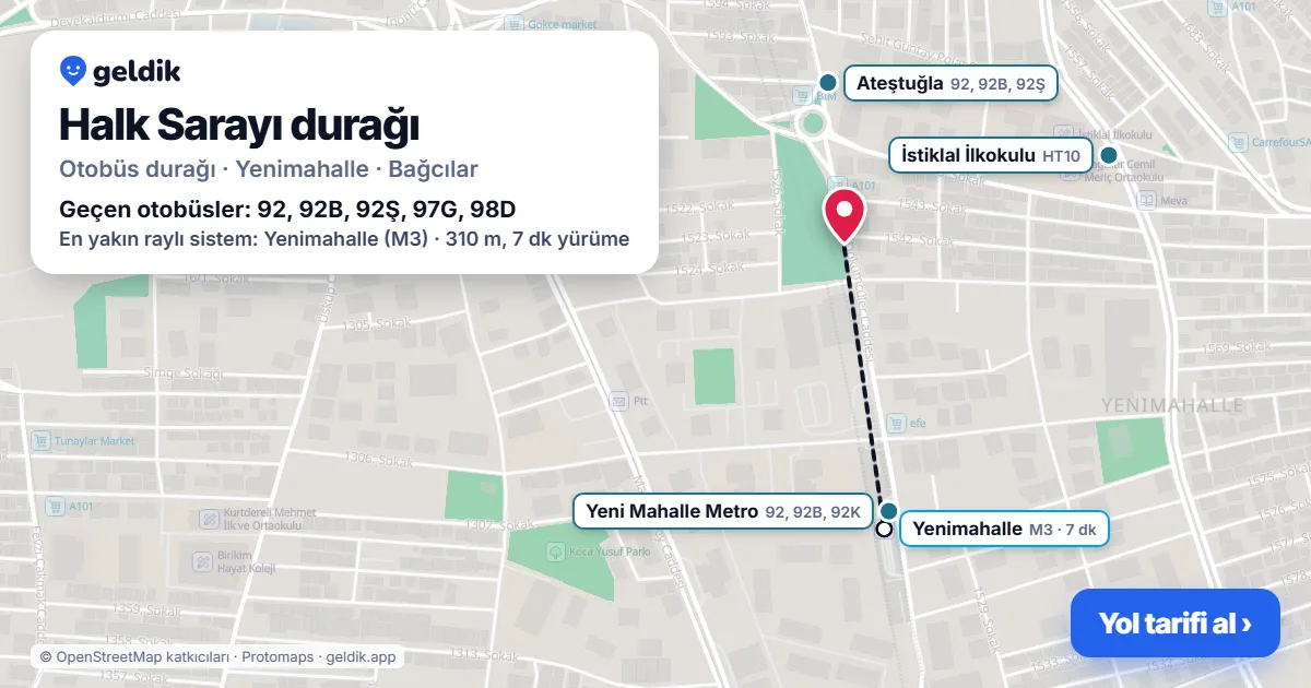 Halk Sarayı otobüs durağı haritada: konumu ve yakındaki duraklar