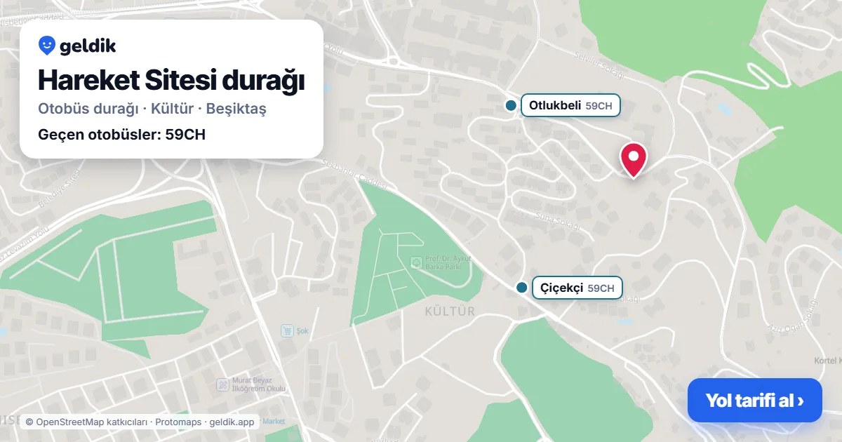 Hareket Sitesi otobüs durağı haritada: konumu ve yakındaki duraklar