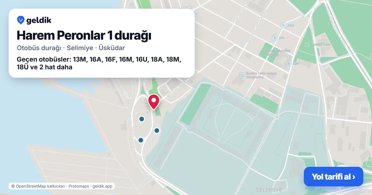 Harem Peronlar 1 otobüs durağı haritada: konumu ve yakındaki duraklar