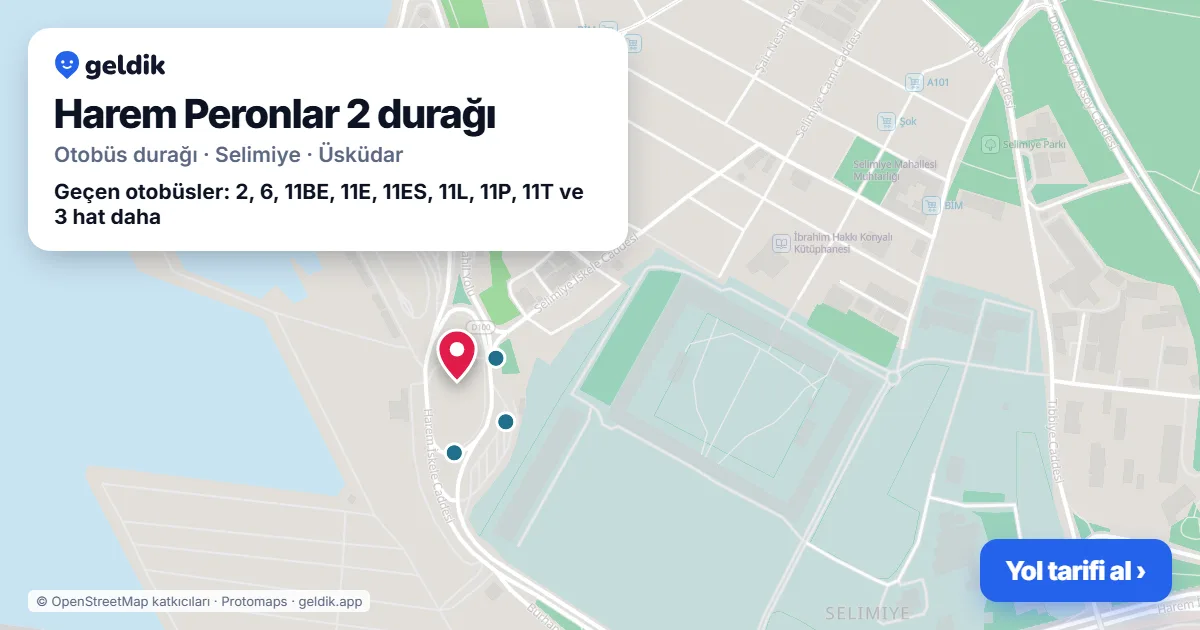 Harem Peronlar 2 otobüs durağı haritada: konumu ve yakındaki duraklar
