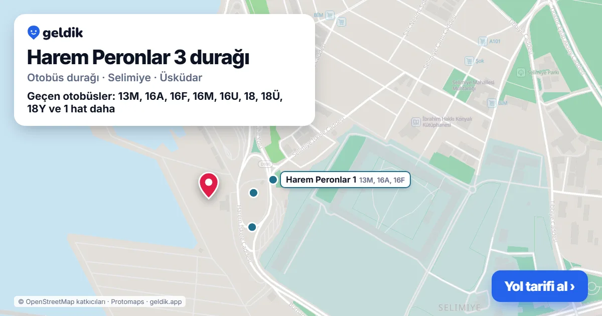 Harem Peronlar 3 otobüs durağı haritada: konumu ve yakındaki duraklar