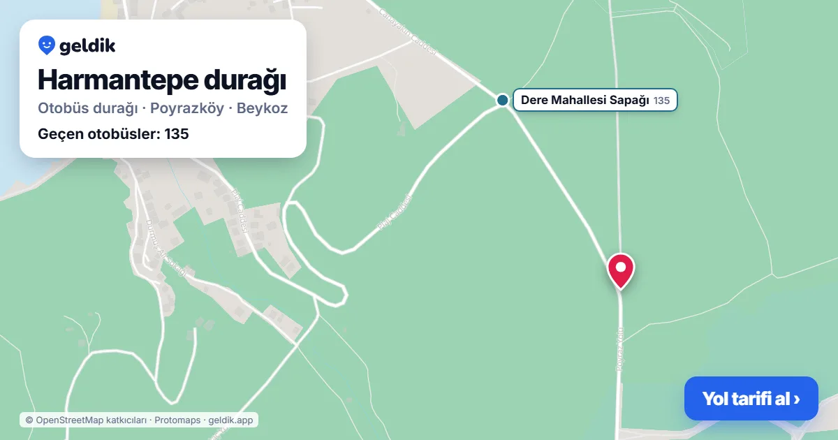 Harmantepe otobüs durağı haritada: konumu ve yakındaki duraklar