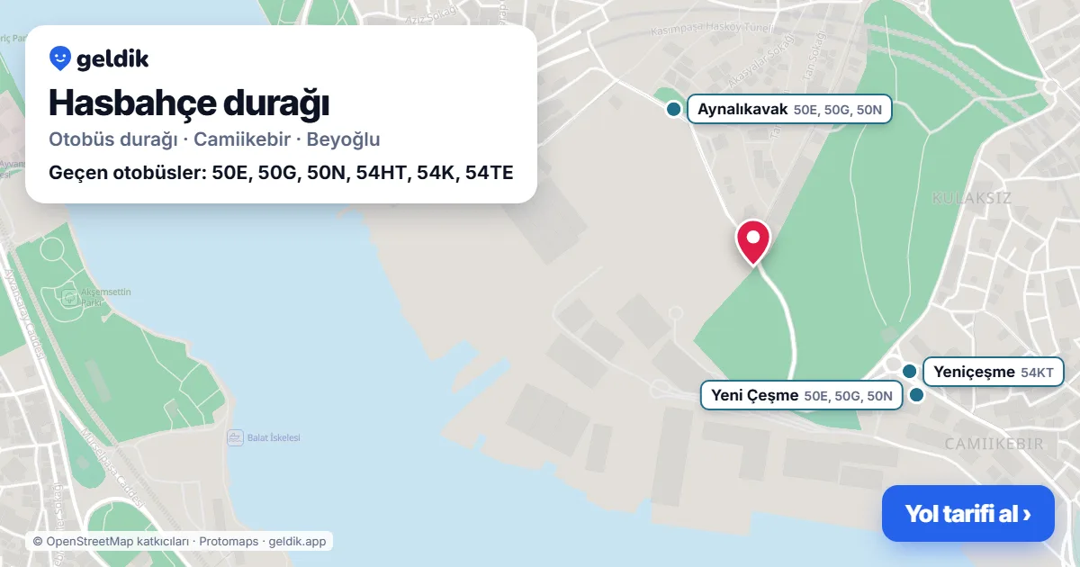 Hasbahçe otobüs durağı haritada: konumu ve yakındaki duraklar
