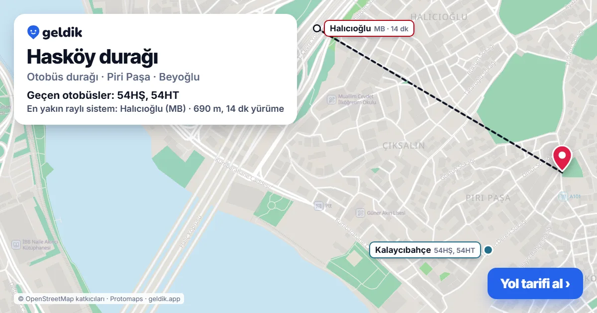 Hasköy otobüs durağı haritada: konumu ve yakındaki duraklar
