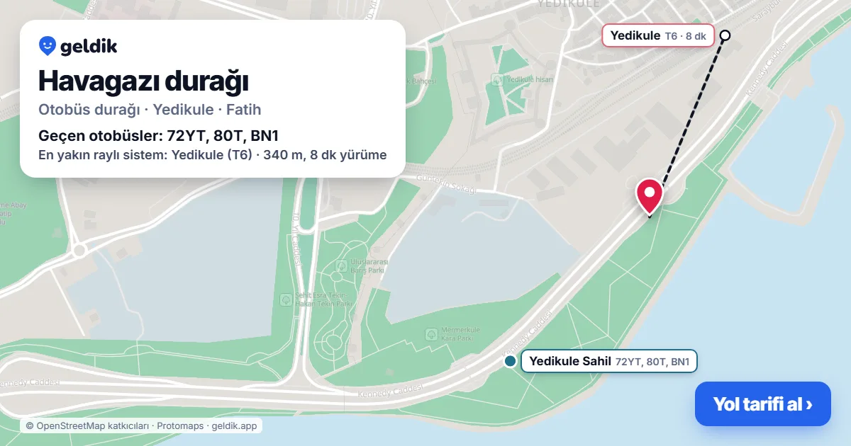 Havagazı otobüs durağı haritada: konumu ve yakındaki duraklar