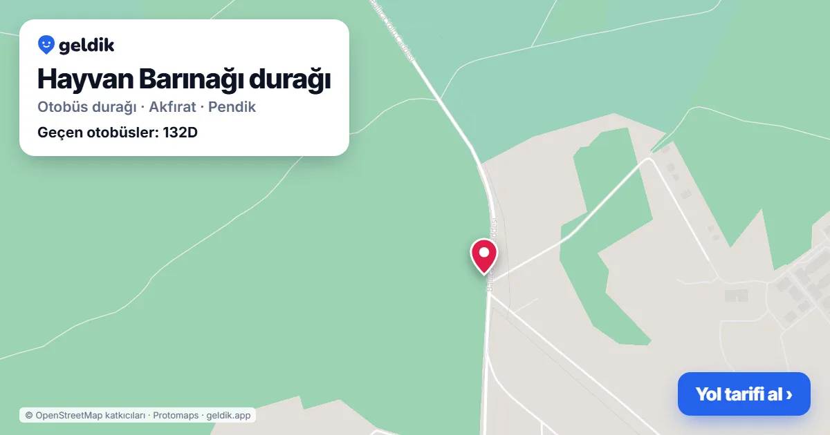 Hayvan Barınağı otobüs durağı haritada: konumu ve yakındaki duraklar