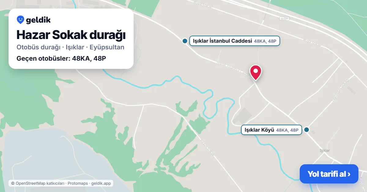 Hazar Sokak otobüs durağı haritada: konumu ve yakındaki duraklar
