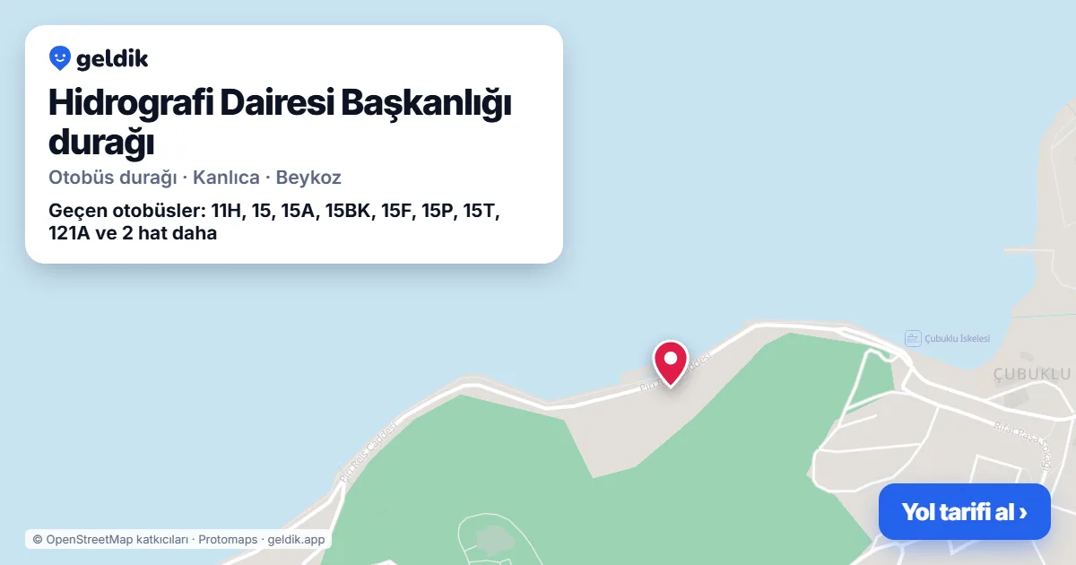Hidrografi Dairesi Başkanlığı otobüs durağı haritada: konumu ve yakındaki duraklar