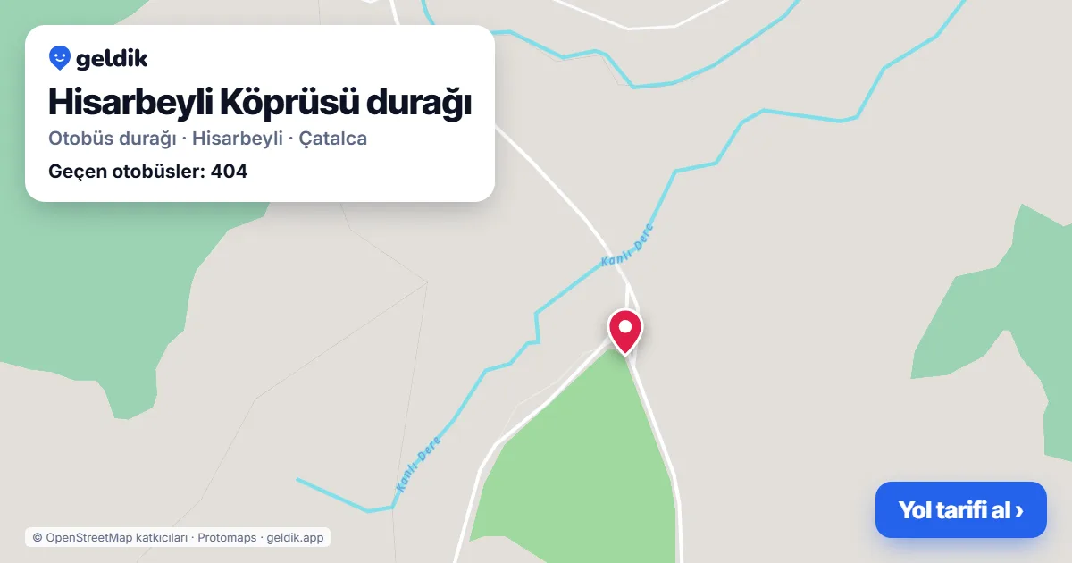 Hisarbeyli Köprüsü otobüs durağı haritada: konumu ve yakındaki duraklar