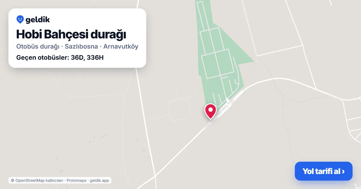 Hobi Bahçesi otobüs durağı haritada: konumu ve yakındaki duraklar