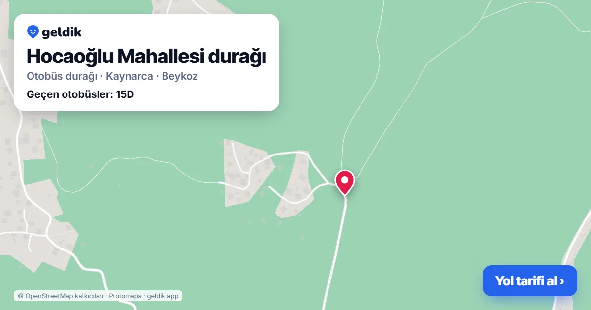 Hocaoğlu Mahallesi otobüs durağı haritada: konumu ve yakındaki duraklar