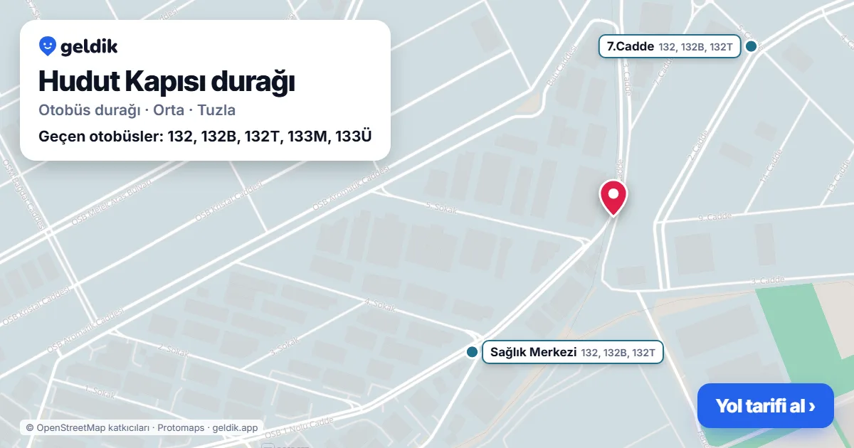 Hudut Kapısı otobüs durağı haritada: konumu ve yakındaki duraklar