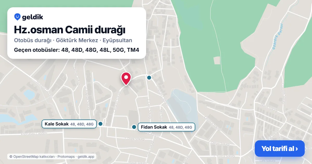 Hz.osman Camii otobüs durağı haritada: konumu ve yakındaki duraklar