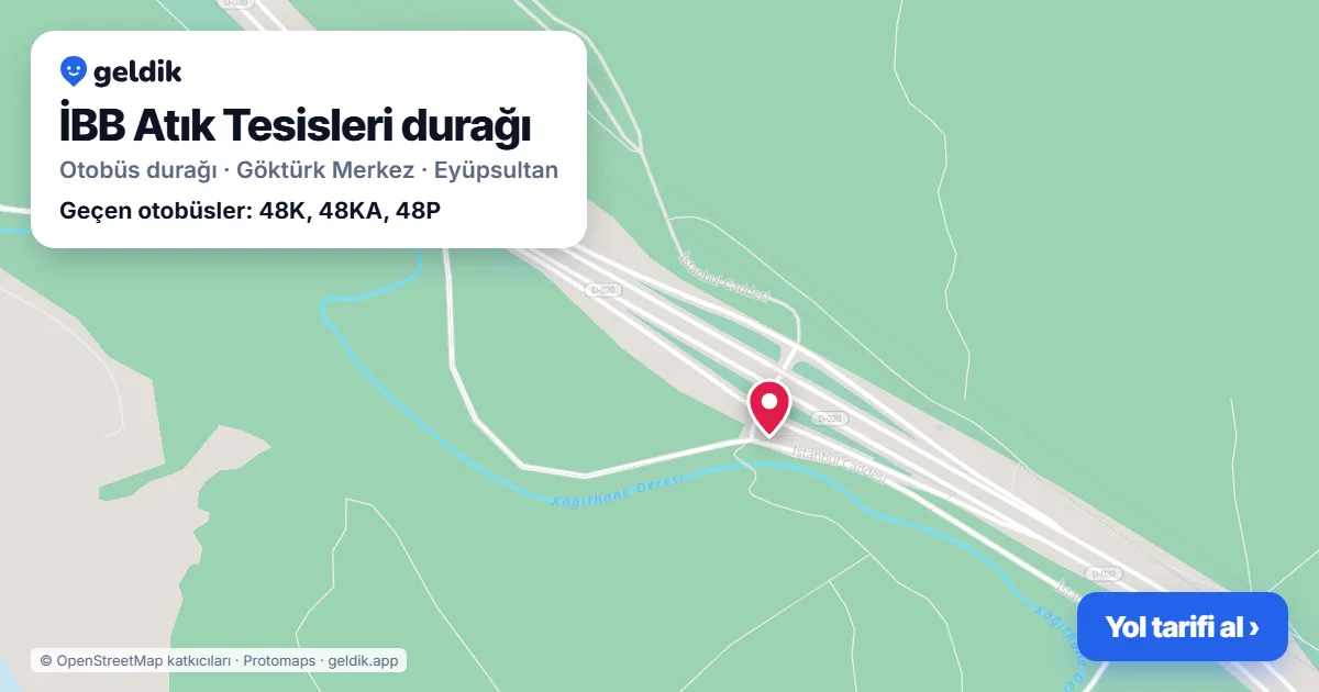 İBB Atık Tesisleri otobüs durağı haritada: konumu ve yakındaki duraklar