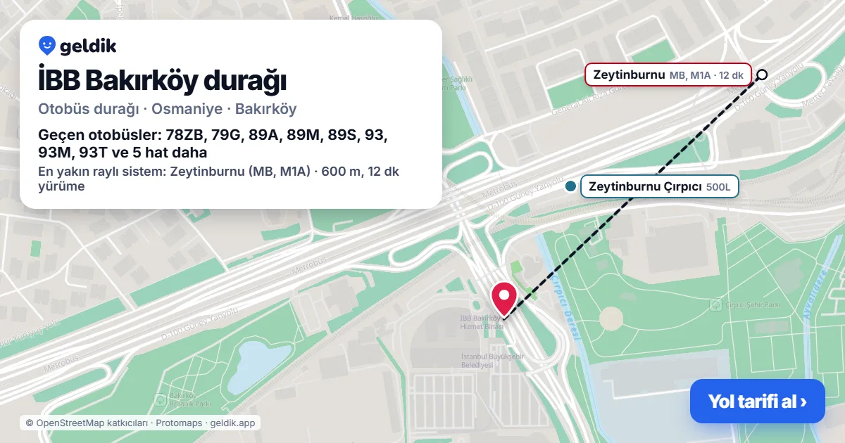 İBB Bakırköy otobüs durağı haritada: konumu ve yakındaki duraklar