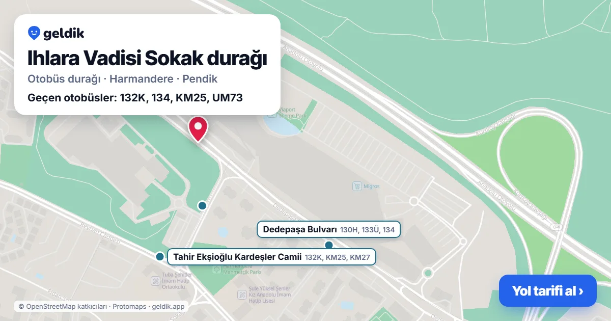 Ihlara Vadisi Sokak otobüs durağı haritada: konumu ve yakındaki duraklar