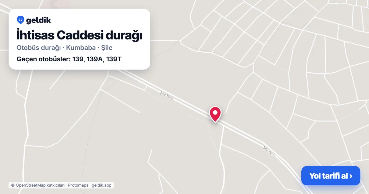 İhtisas Caddesi otobüs durağı haritada: konumu ve yakındaki duraklar