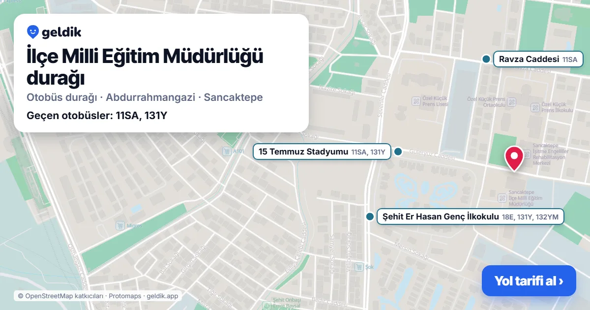 İlçe Milli Eğitim Müdürlüğü otobüs durağı haritada: konumu ve yakındaki duraklar