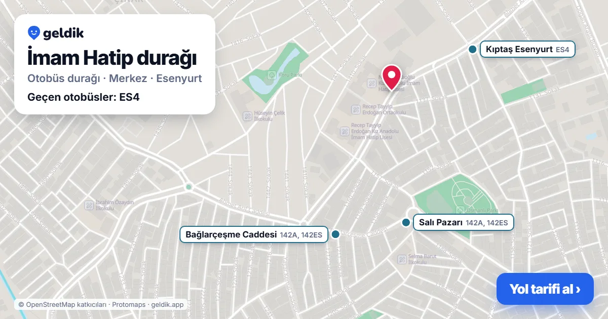 İmam Hatip otobüs durağı haritada: konumu ve yakındaki duraklar