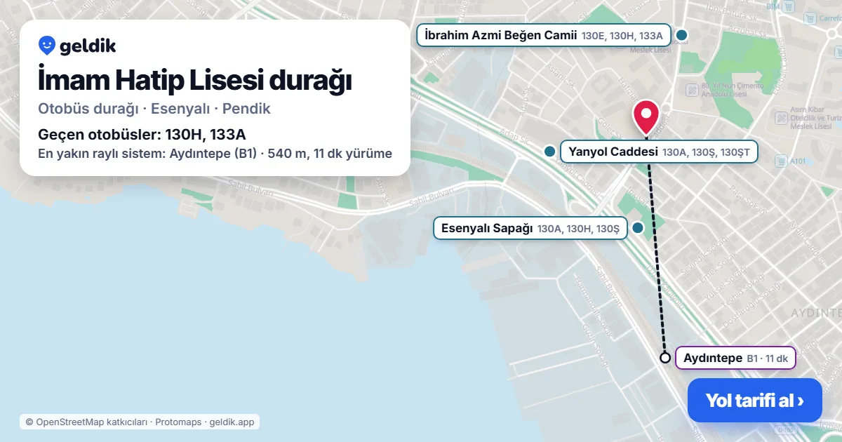 İmam Hatip Lisesi otobüs durağı haritada: konumu ve yakındaki duraklar