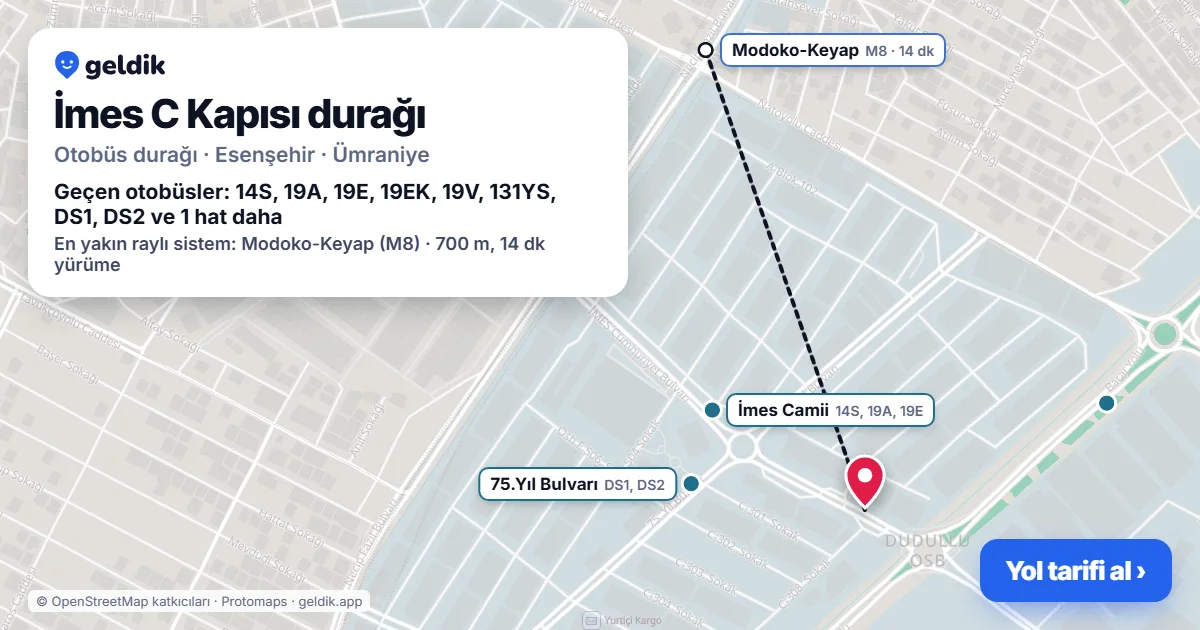 İmes C Kapısı otobüs durağı haritada: konumu ve yakındaki duraklar