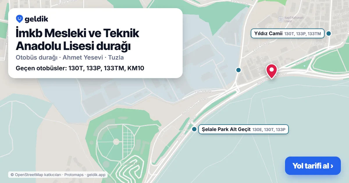 İmkb Mesleki ve Teknik Anadolu Lisesi otobüs durağı haritada: konumu ve yakındaki duraklar