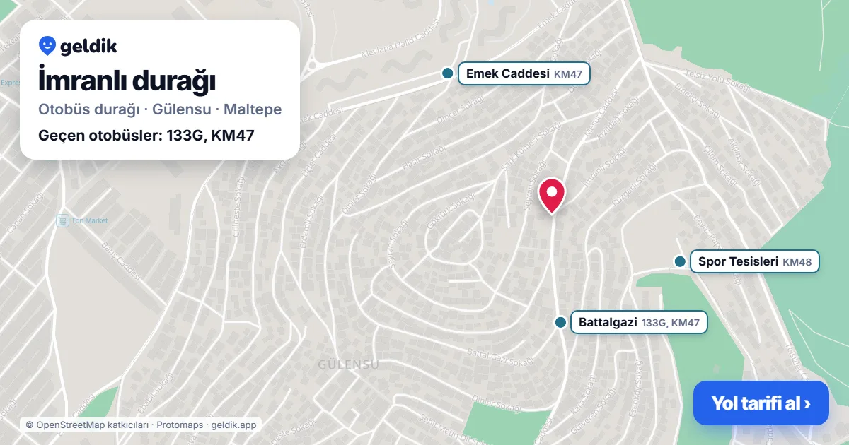 İmranlı otobüs durağı haritada: konumu ve yakındaki duraklar
