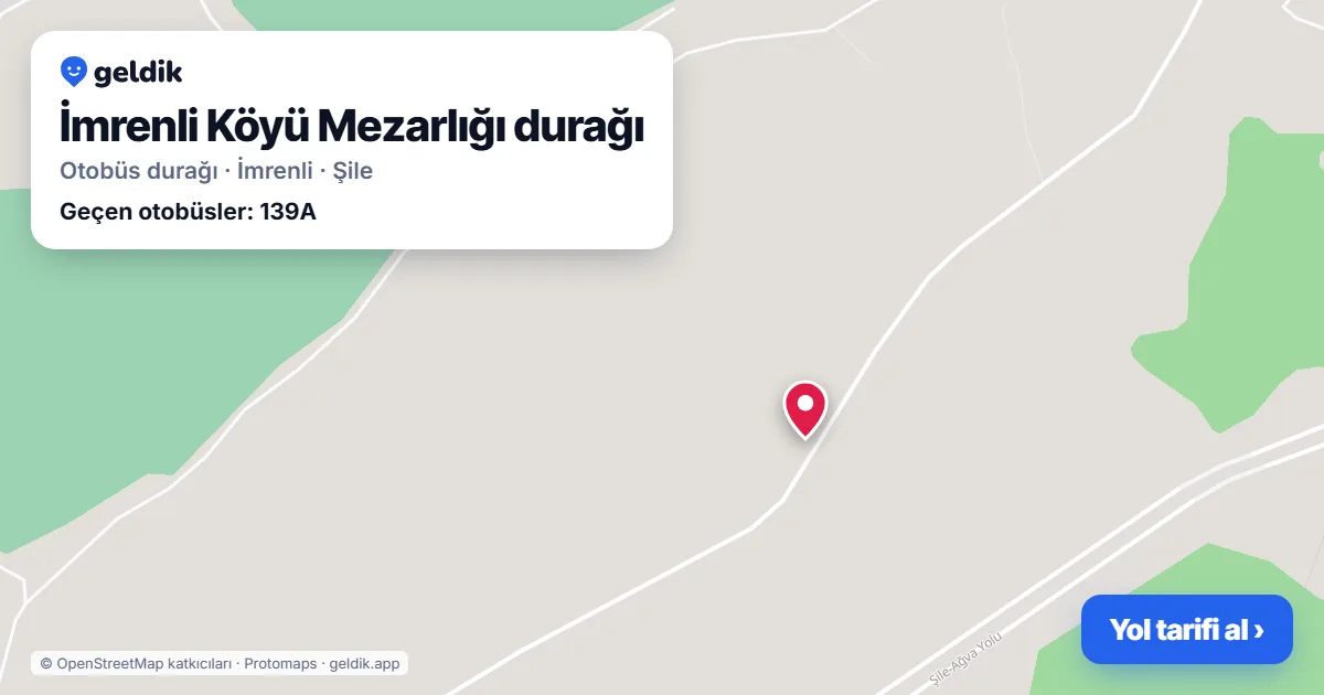 İmrenli Köyü Mezarlığı otobüs durağı haritada: konumu ve yakındaki duraklar