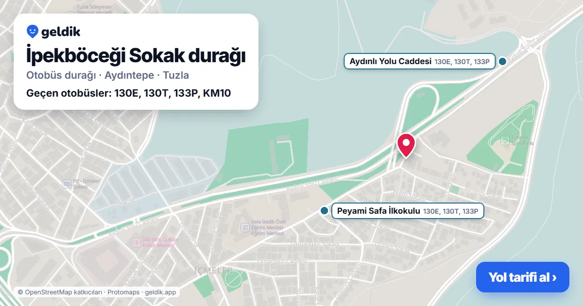 İpekböceği Sokak otobüs durağı haritada: konumu ve yakındaki duraklar