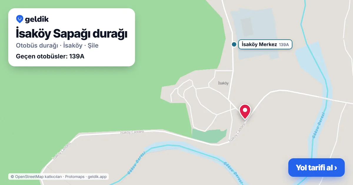 İsaköy Sapağı otobüs durağı haritada: konumu ve yakındaki duraklar