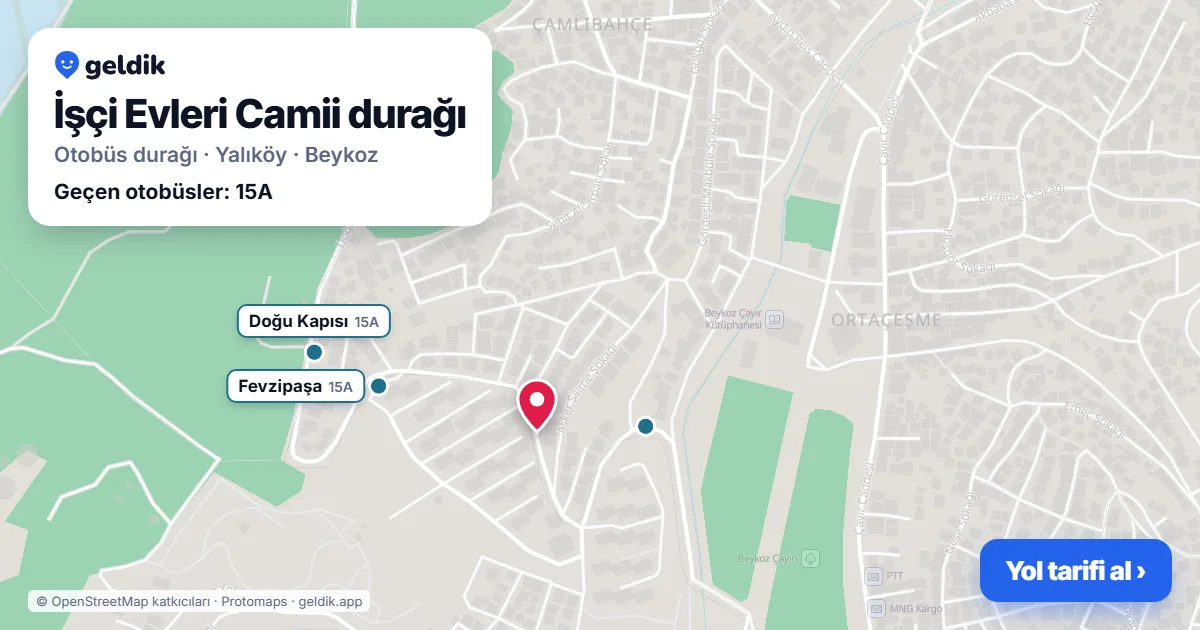 İşçi Evleri Camii otobüs durağı haritada: konumu ve yakındaki duraklar
