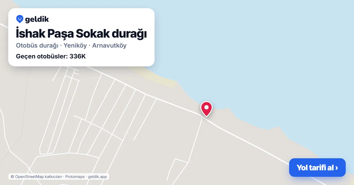 İshak Paşa Sokak otobüs durağı haritada: konumu ve yakındaki duraklar