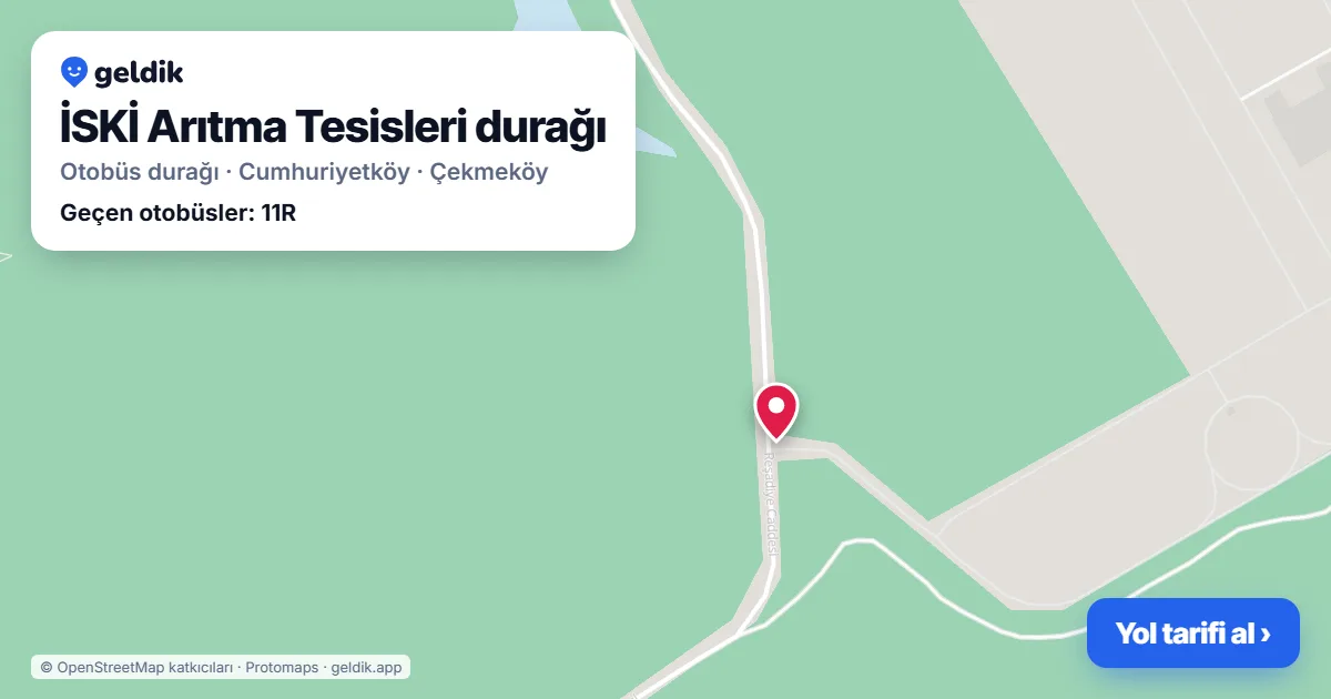 İSKİ Arıtma Tesisleri otobüs durağı haritada: konumu ve yakındaki duraklar