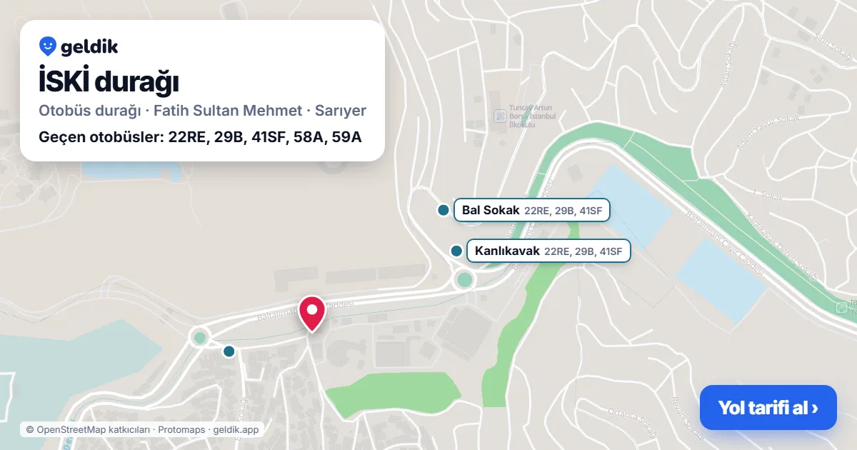 İSKİ otobüs durağı haritada: konumu ve yakındaki duraklar