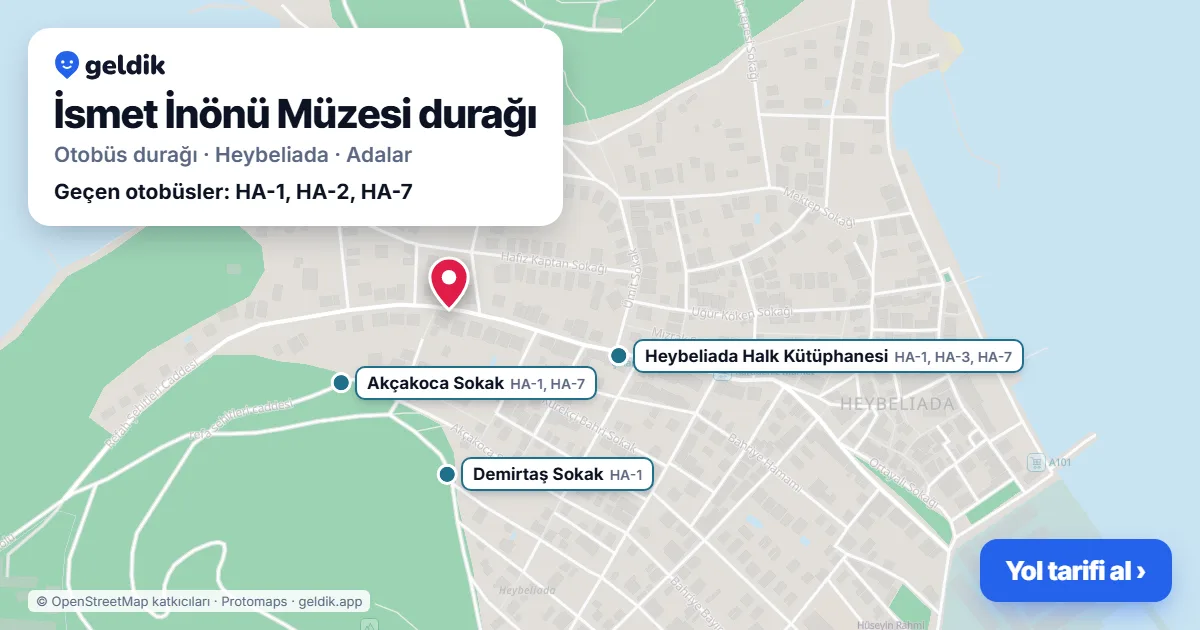 İsmet İnönü Müzesi otobüs durağı haritada: konumu ve yakındaki duraklar