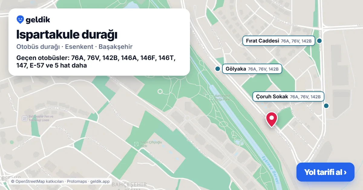 Ispartakule otobüs durağı haritada: konumu ve yakındaki duraklar
