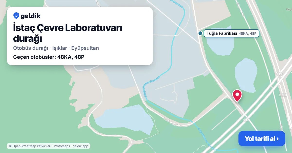 İstaç Çevre Laboratuvarı otobüs durağı haritada: konumu ve yakındaki duraklar