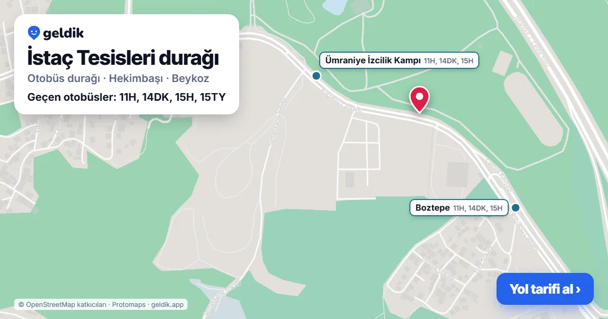 İstaç Tesisleri otobüs durağı haritada: konumu ve yakındaki duraklar