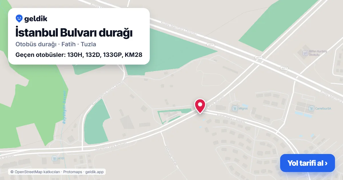 İstanbul Bulvarı otobüs durağı haritada: konumu ve yakındaki duraklar