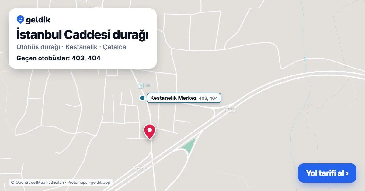 İstanbul Caddesi otobüs durağı haritada: konumu ve yakındaki duraklar