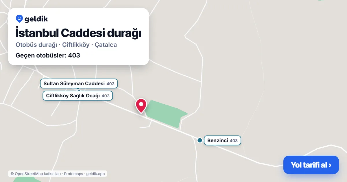 İstanbul Caddesi otobüs durağı haritada: konumu ve yakındaki duraklar