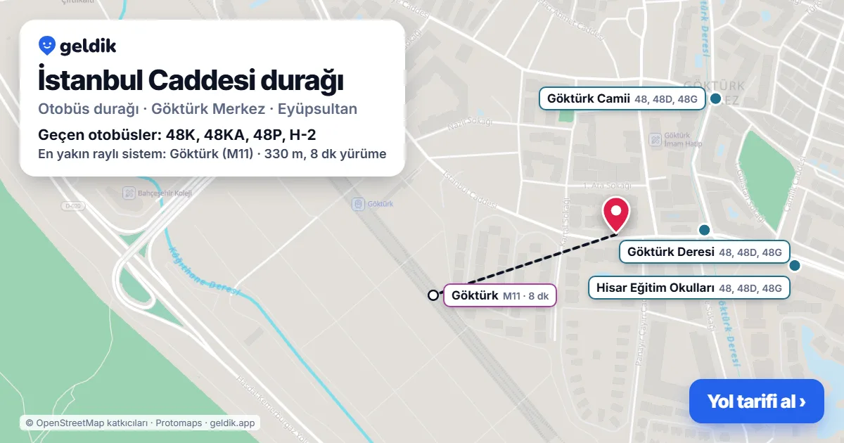 İstanbul Caddesi otobüs durağı haritada: konumu ve yakındaki duraklar