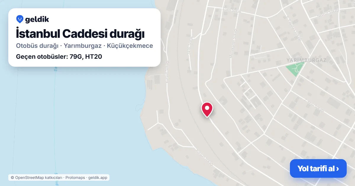 İstanbul Caddesi otobüs durağı haritada: konumu ve yakındaki duraklar