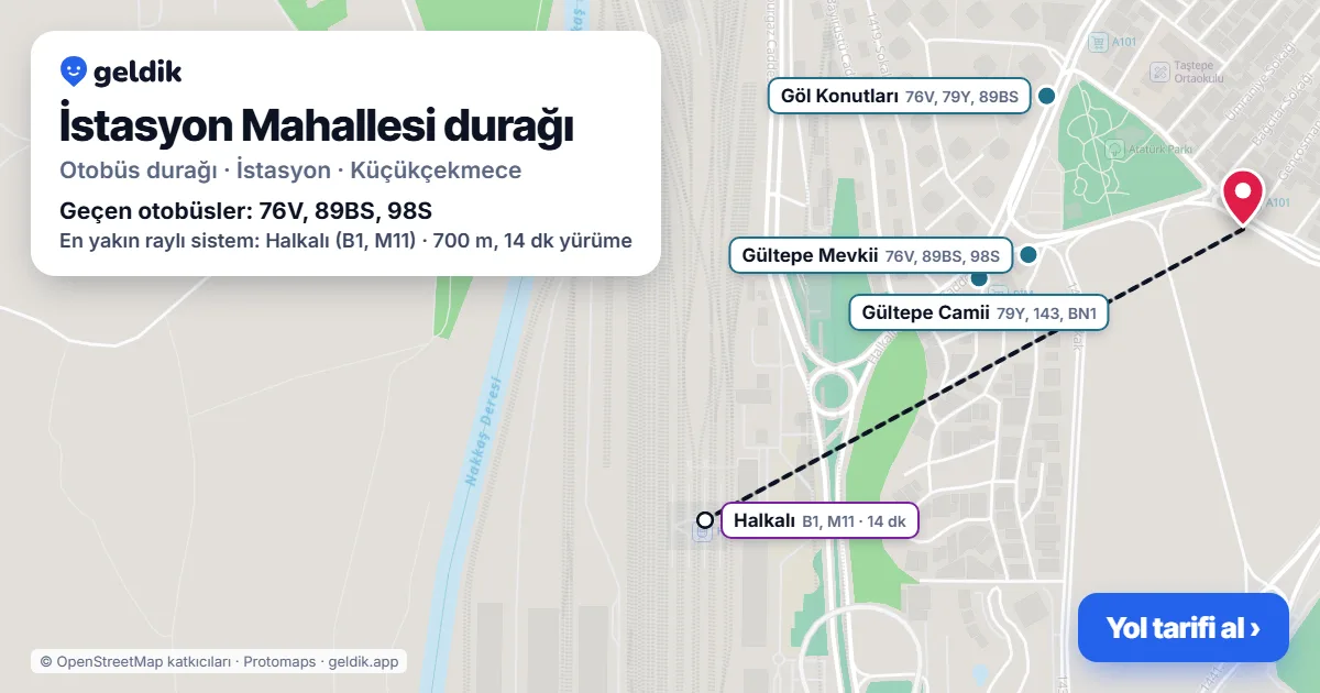 İstasyon Mahallesi otobüs durağı haritada: konumu ve yakındaki duraklar