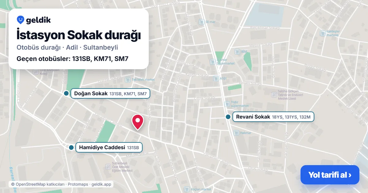 İstasyon Sokak otobüs durağı haritada: konumu ve yakındaki duraklar