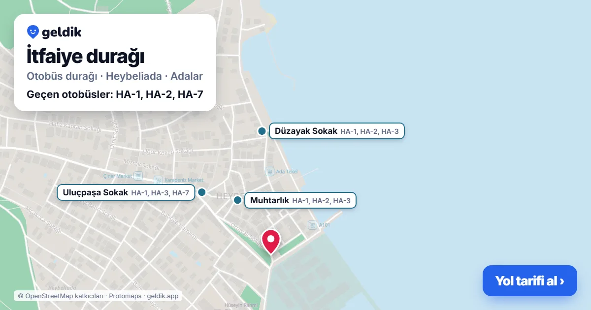 İtfaiye otobüs durağı haritada: konumu ve yakındaki duraklar